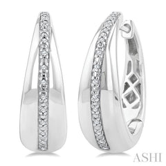 1/10 Ctw Bold Wide Round Cut Diamond Hoop Earrings in Sterling Silver