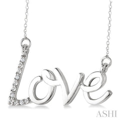 1/50 Ctw Round Cut Diamond Love Pendant with Chain in Sterling Silver