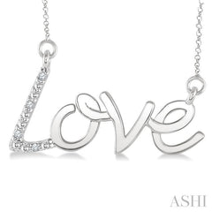 1/50 Ctw Round Cut Diamond Love Pendant with Chain in Sterling Silver