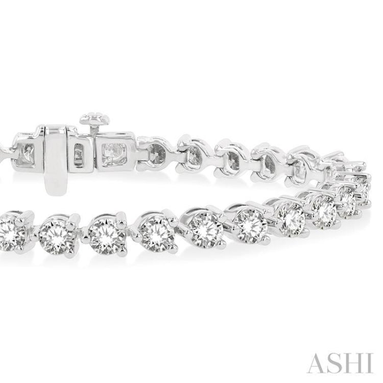 8 Ctw 3 Prong Rouond Cut Diamond  Tennis Bracelet WG 14K-G*