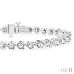 8 Ctw 3 Prong Rouond Cut Diamond  Tennis Bracelet WG 14K-G*