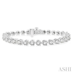 9 Ctw 3 Prong Rouond Cut Diamond  Tennis Bracelet WG 14K-G*