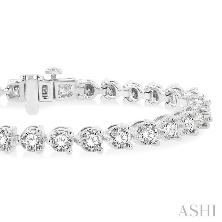 9 Ctw 3 Prong Rouond Cut Diamond  Tennis Bracelet WG 14K-G*