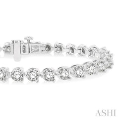 9 Ctw 3 Prong Rouond Cut Diamond  Tennis Bracelet WG 14K-G*