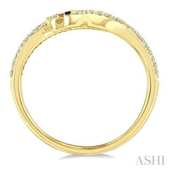 1/6 ctw Serpent White & Black Round Cut Diamond Petite Open Fashion Ring in 10K Yellow Gold