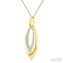 1/10 Ctw Marquise Shape Inner Link Round Cut Diamond Pendant With Chain in Yellow Gold Vermeil