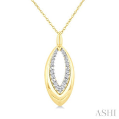 1/10 Ctw Marquise Shape Inner Link Round Cut Diamond Pendant With Chain in Yellow Gold Vermeil