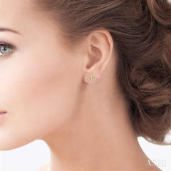 1/6 Ctw Religious 'OM' Symbol Round Cut Diamond Petite Fashion Stud Earring in 10K Yellow Gold