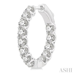 3 ctw Inside-Out Round Cut Diamond Hoop Earrings in 14K White Gold