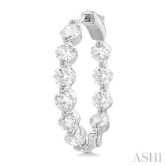 5 ctw Inside-Out Single Prong Set Round Cut Diamond Hoop Earrings in 14K White Gold