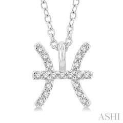 1/20 ctw Pisces Round Cut Diamond Zodiac Pendant With Chain in 14K White Gold