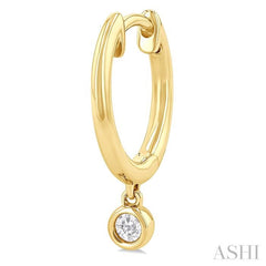 1/10 Ctw Petite Bezel Drop Round Cut Diamond Fashion Huggies in 10K Yellow Gold
