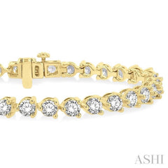9 Ctw 3 Prong Rouond Cut Diamond  Tennis Bracelet YG 14K-G*