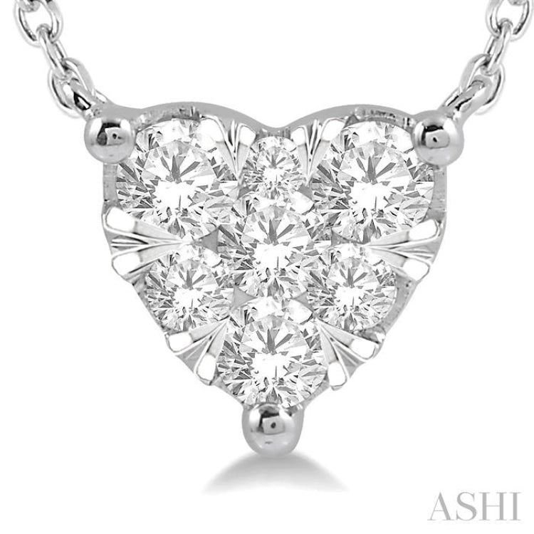 1/4 Ctw Lovebright Diamond Heart Pendant With Chain in 14K White Gold