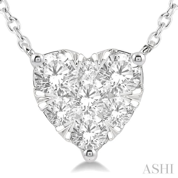 3/4 Ctw Lovebright Diamond Heart Necklace in 14K White Gold