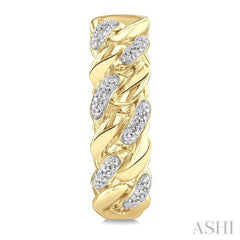 1/10 Ctw Round Cut Diamond Cuban Link Hoop Earrings in Yellow Gold Vermeil