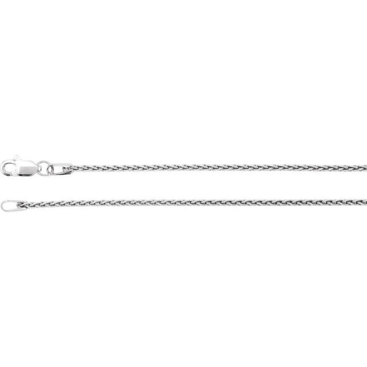 Rhodium-Plated Sterling Silver 1.25 mm Wheat 7" Chain