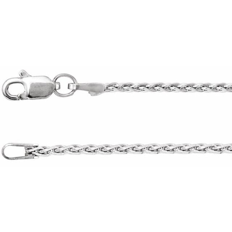 Rhodium-Plated Sterling Silver 1.5 mm Wheat 20" Chain