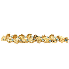 14k Yellow Gold Solid Nautical Bracelet With Blue Topaz Stones 8 Inches