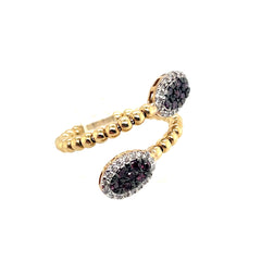 14k Two Toned Pear Shaped Split Ring With Purple Diamond Size 8