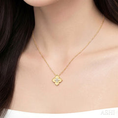 1/5 Ctw Floral Medallion Round Cut Diamond Fashion Pendant With Chain in 10K Yellow Gold