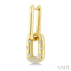 1/5 Ctw Round Cut Diamond Paperclip Aeris Gold Mosaic Earrings in 10K Yellow Gold