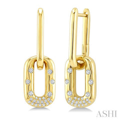 1/5 Ctw Round Cut Diamond Paperclip Aeris Gold Mosaic Earrings in 10K Yellow Gold