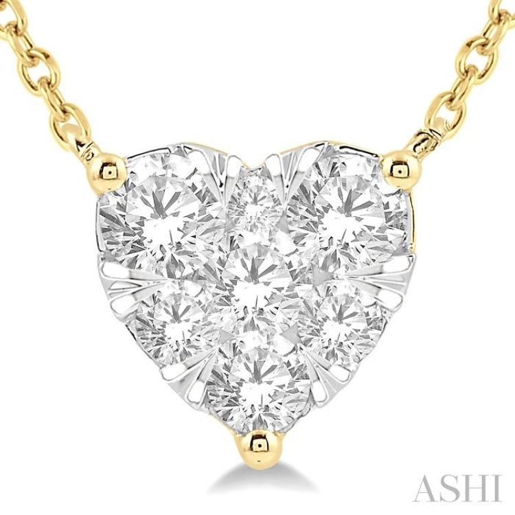 3/4 Ctw Lovebright Diamond Heart Necklace in 14KYellow and White Gold