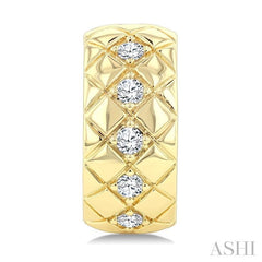 1/5 Ctw Bold Diagonal Crisscross Round Cut Golden Glow Diamond Fashion Half Hoop Earrings in 10K Yellow Gold