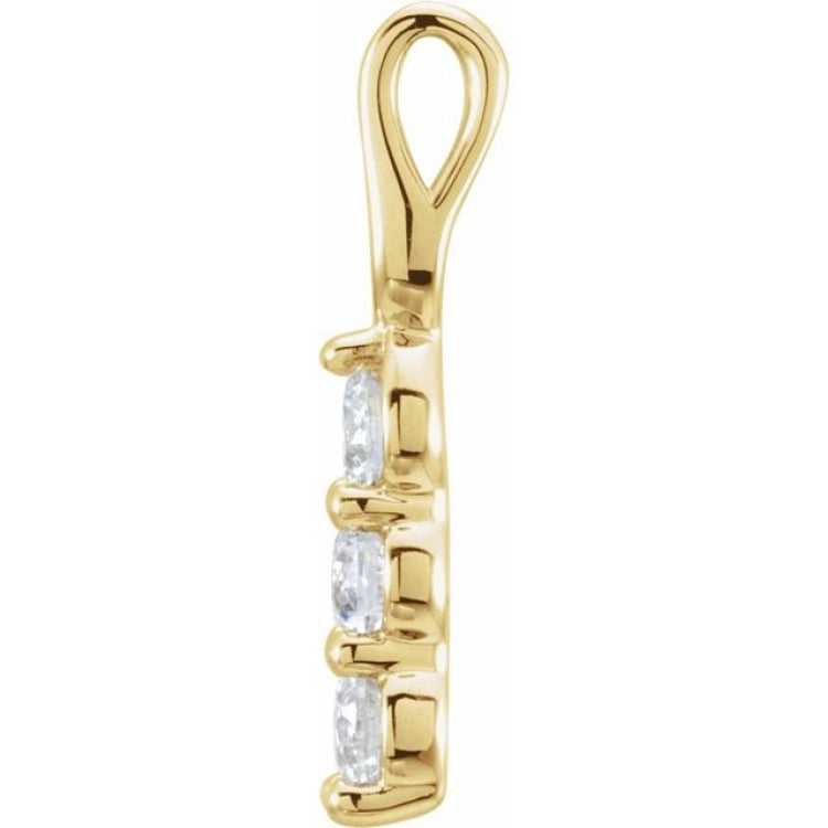 14K Yellow 1/3 CTW Lab-Grown Diamond Three-Stone Pendant