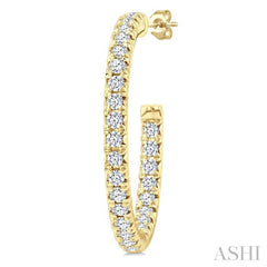 1 Ctw French Pave Set Round Cut Diamond Fashion Half Hoop Earring in 14K Yellow Gold