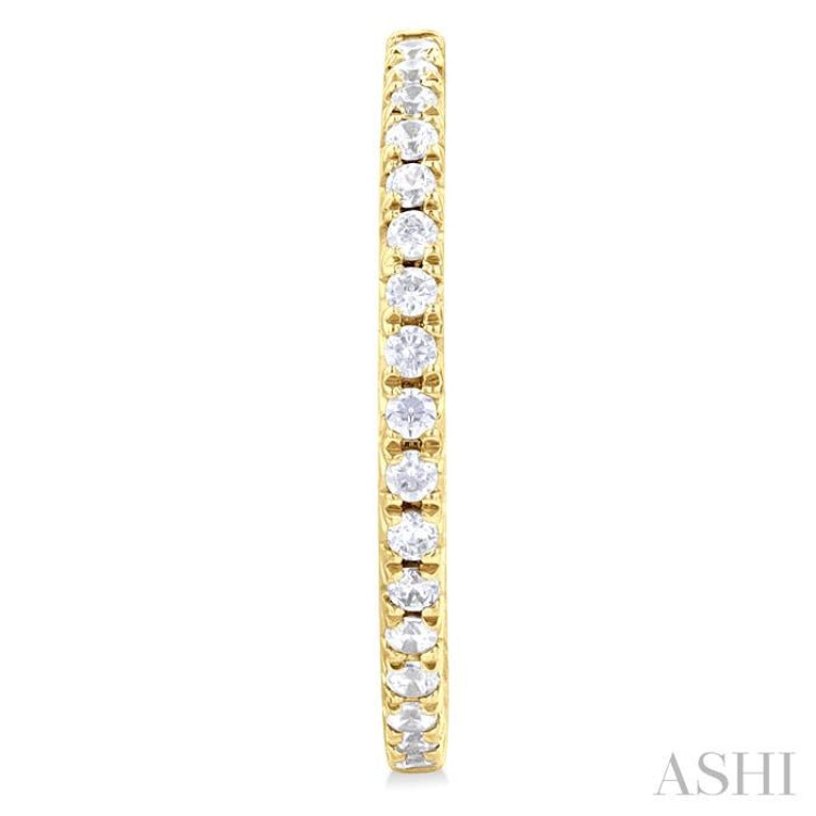 1/3 Ctw French Pave Set Round Cut Diamond Fashion Half Hoop Earring in 14K Yellow Gold