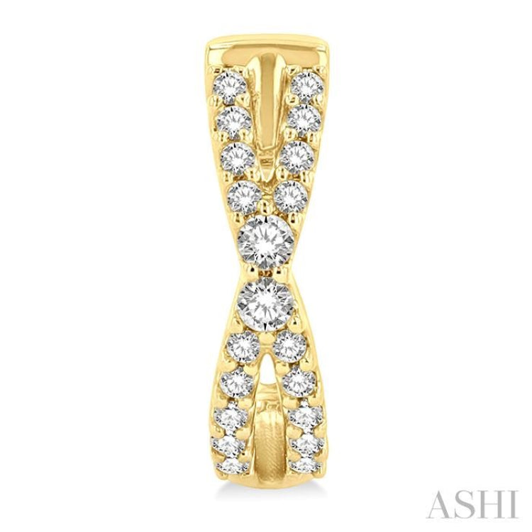 1/5 ctw Petite Slim Crisscross Round Cut Diamond Fashion Huggies in 10K Yellow Gold