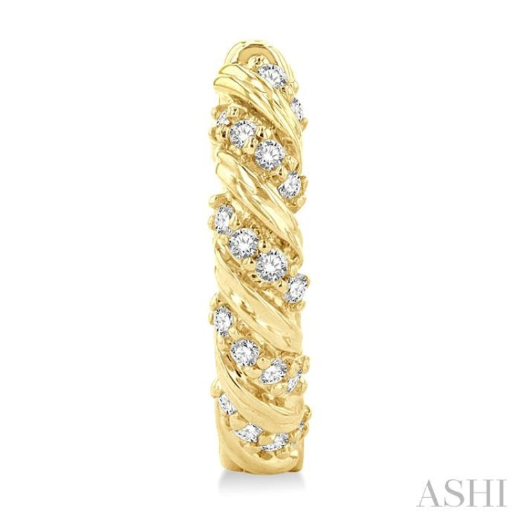 1/5 ctw Petite Swirl Round Cut Diamond Fashion Huggies in 10K Yellow Gold