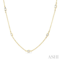 1 Ctw Marquise Cut Diamond Fashion Necklace in 14K Yellow Gold