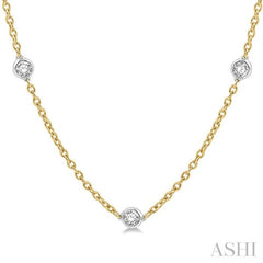 1 Ctw Round Cut Diamond Fashion Necklace in 14K Yellow and White Gold