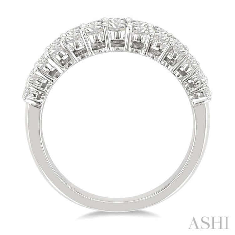 1 5/8 Ctw Baguette and Round Cut Diamond Fashion Band in 14K White Gold