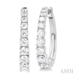 1 ctw Graduated Round Cut Diamond Fashion Huggies in 14K White Gold