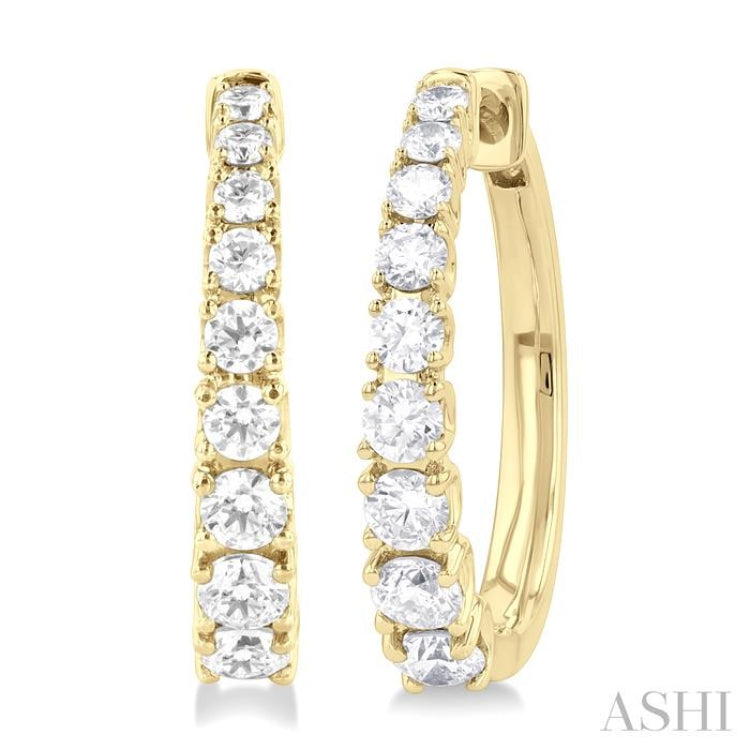 1 ctw Graduated Round Cut Diamond Fashion Huggies in 14K Yellow Gold