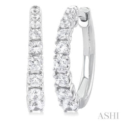 3/4 ctw Graduated Round Cut Diamond Fashion Huggies in 14K White Gold