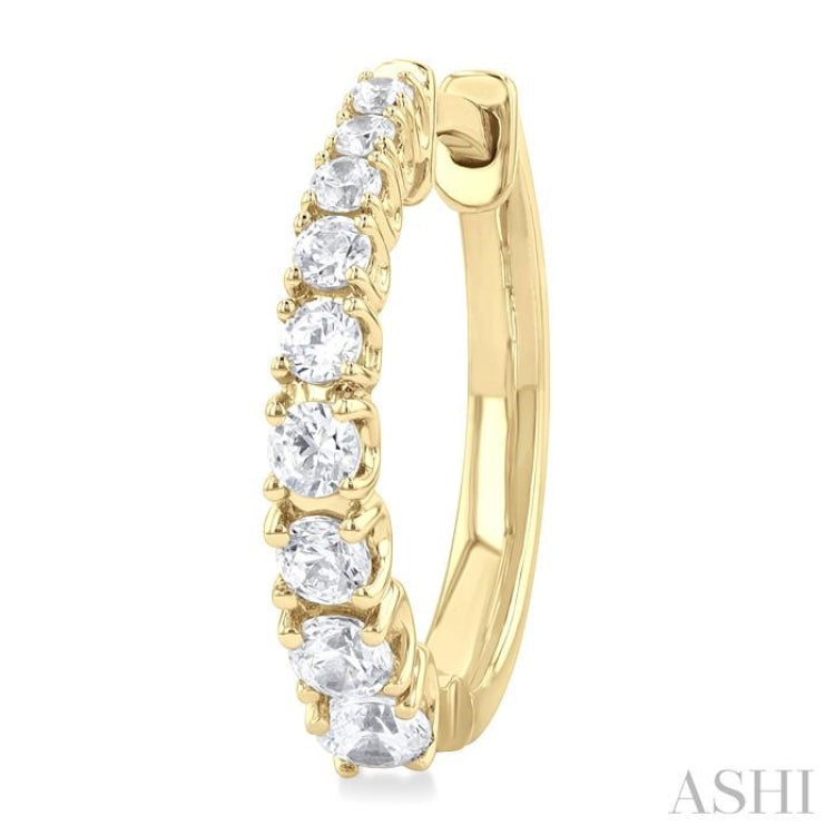 3/4 ctw Graduated Round Cut Diamond Fashion Huggies in 14K Yellow Gold