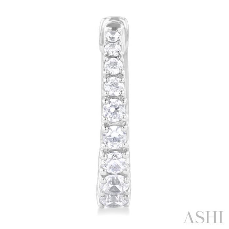 1/2 ctw Graduated Round Cut Diamond Fashion Huggies in 14K White Gold