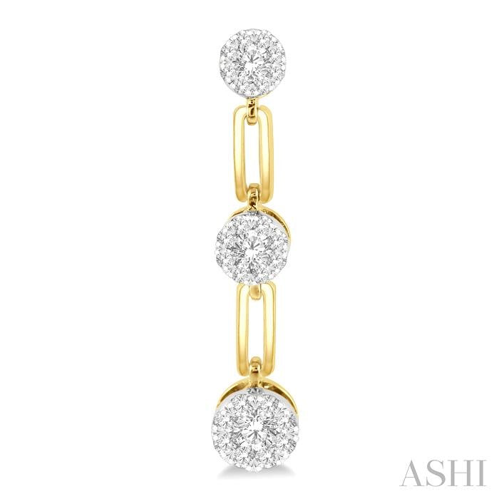3/4 Ctw Lovebright Round Cut Diamond Paperclip Link Earrings in 14K Yellow and White Gold
