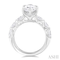 1.00 Ctw Marquise Shape Marquise and Round Cut Diamond Semi Mount Engagement Ring in 14K White Gold