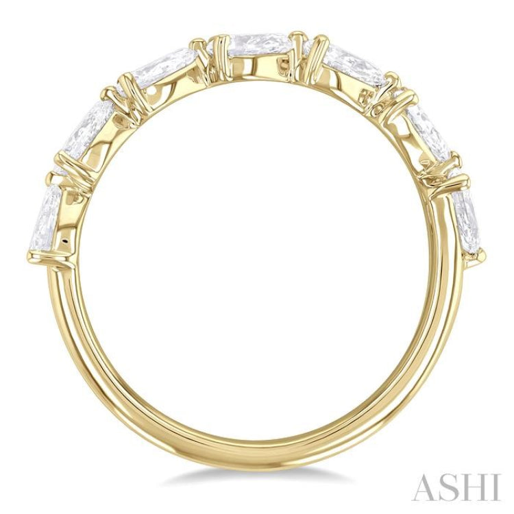 1 Ctw East-West Pear Shape Diamond Fashion Ring in 14K Yellow Gold