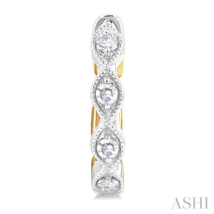 1/5 ctw Petite Reverted Two-Tone Marquise and Hexagon Shape Round Cut Diamond Fashion Huggies in 10K White and Yellow Gold