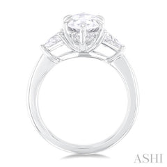 1.00 Ctw Marquise Shape Trillion and Round Cut Diamond Semi Mount Engagement Ring in 14K White Gold