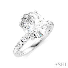 1/3 Ctw Oval Shape Round Cut Diamond Semi Mount Engagement Ring in 14K White Gold