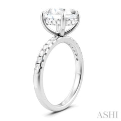 1/3 Ctw Oval Shape Round Cut Diamond Semi Mount Engagement Ring in 14K White Gold
