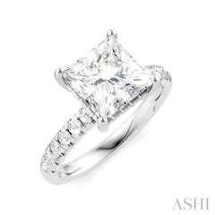 1/3 Ctw Princess Shape Round Cut Diamond Semi Mount Engagement Ring in 14K White Gold